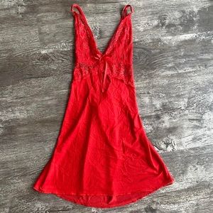 Red Mesh Chemise/ Slip Lingerie Nightie